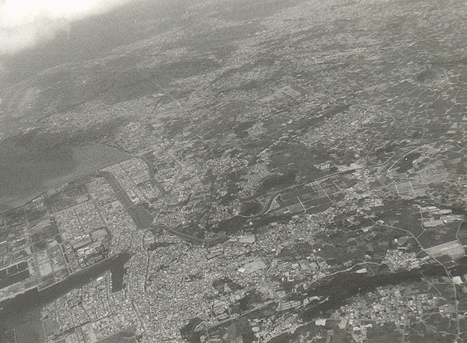 Naha land view from the airplane. Naha land view from the airplane.